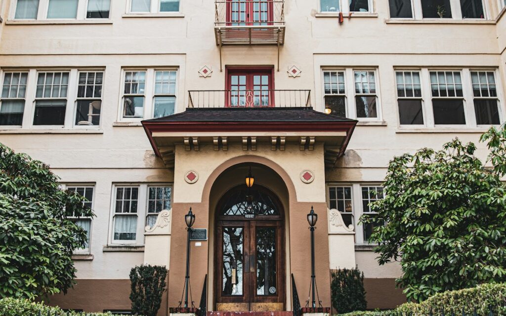Front entrance of a period apartment building