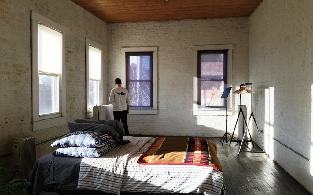 Simple bedroom in a shared house