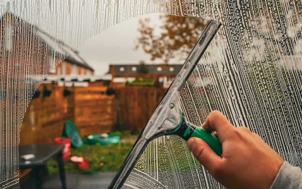 Squeegee cleaning a window