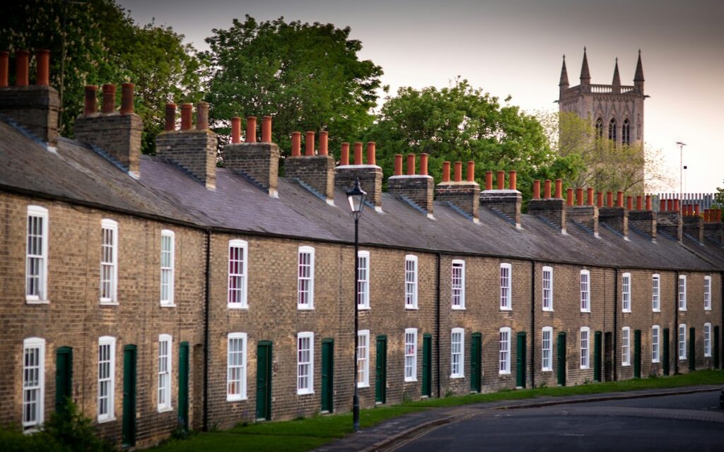 Row of UK terraced houses